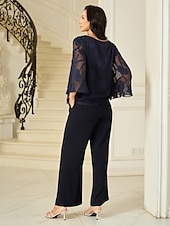 voordelige Kant Tops-Dames Kanten overhemd Blouse Geklede topjes Chiffon-topjes Effen Kleur Bloemig Grafisch Elegant Stijlvol Basic Halve mouw Flutter mouw Boothals Normale tops Bruiloft gast Werk Dagelijks Asymetrische