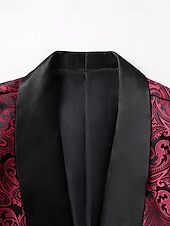 billiga Herrars klassiska kavajer-Herr Kavaj Företag Cocktailfest Bröllopsfest Mode Ledigt Vår Höst Polyester Tryck Ficka Knappar Bekväm Enkelknäppt Blazer Rubinrött