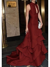 preiswerte BLAU-Blaues Meerjungfrau-/Trumpet-Galakleid Roter Teppich Kleid Formelles Kleid Hochzeitskleid Gericht Bahn Mock Neck Satin mit Rüschen Verdeckt Knöpfe