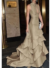 preiswerte BLAU-Blaues Meerjungfrau-/Trumpet-Galakleid Roter Teppich Kleid Formelles Kleid Hochzeitskleid Gericht Bahn Mock Neck Satin mit Rüschen Verdeckt Knöpfe