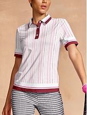 billiga Kvinnors golfkläder-Dam Vandringspolotröja Rosa Kortärmad Överdelar Golfkläder för damer Kläder Outfits Bär kläder