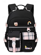 cheap College Backpacks-Tween &amp; Teen Girls Kawaii School Backpack, Large Capacity Multi Pocket Bookbag with Cute Patch for Daily School Use
