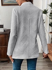 billiga Blazers och kostymer-Dam Kavaj Bekväm Andningsfunktion Knappar Ledigt Slät Kontor Gata Ledigt Dagliga kläder Enkelknäppt Normal Hög krage Normal Långärmad Ytterkläder Svart Vit Rodnande Rosa Sommar Höst