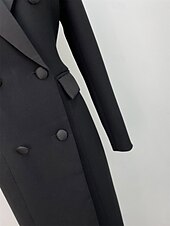 Smokingkleid Mantel Formell Hochzeitsgast Formeller Abend Satin Elegant Langarm Knöchellänge Hemdkragen Doppelreihig preiswerte Smokingkleider-Smokingkleid Mantel Formell Hochzeitsgast Formeller Abend Satin Elegant Langarm Knöchellänge Hemdkragen Doppelreihig