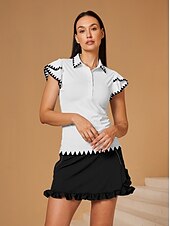 billiga Kvinnors golfkläder-Dam Vandringspolotröja Vit Kortärmad Överdelar Golfkläder för damer Kläder Outfits Bär kläder
