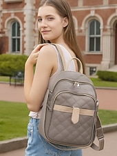 tanie Plecaki Fashion-damski wodoodporny pikowany nylonowy plecak - stylowa, lekka torba na co dzień z górnym uchwytem i wieloma kieszeniami do szkoły, pracy, podróży i codziennego użytku