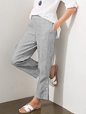 economico Pantaloni-Per donna Chinos Vacanza Casual Lunghezza intera Vita Alta A righe Tasca Fascia Elastica Stampa Comodo Morbido Confortevole Micro-elastico All&#039;aperto Streetwear Esercito verde Nero Rosa Blu Estate