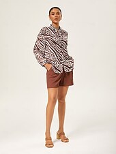 abordables Chemises et blouses-pull à manches longues froncées à imprimé animal