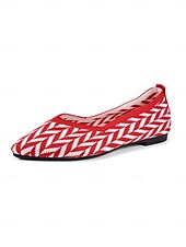 economico Ballerine da donna-ballerine rosse da donna in Flyknit – ballerine morbide con punta affilata e motivo a zig-zag per appuntamenti casual, picnic ed eventi diurni