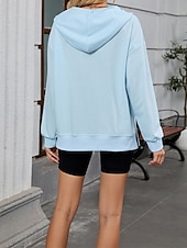 abordables Sweatshirts et Hoodies Texturés-Femmes Sweat à capuche Uni Streetwear Occasionnel Confortable manche longue À capuche Hauts Réguliers Rue Fête Sortir Poche Avant Quart de zip Noir Rose Claire Bleu Kaki Gris Automne
