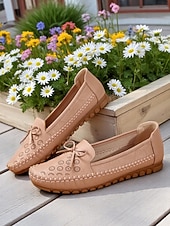 ieftine Pantofi Joși de Damă-Mocasini pliabili pentru femei – mocasini din piele moale cu tălpi flexibile pentru relaxare în grădină, lenevire pe verandă și purtare zilnică