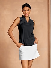 cheap Polos &amp; Quarterzips-Women&#039;s Golf Polo Shirt Baby blue Lake blue Black Sleeveless Top Ladies Golf Attire Clothes Outfits Wear Apparel