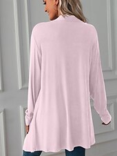 cheap Coats &amp; Trench Coats-Women&#039;s Casual Jacket Breathable Comfortable Oversized Casual Plain Vacation Street Casual Daily Wear Open Front Long Collarless Regular Fit 3/4 Length Sleeve Outerwear White Pink Wine Summer Spring
