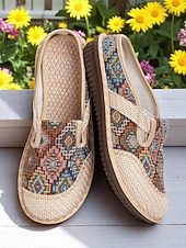 voordelige Damesklompen &amp; Muiltjes-Etnische instappers voor dames – vintage-geïnspireerde comfortabele platte schoenen voor tuinwandelingen, natuurreizen en boho-outfits
