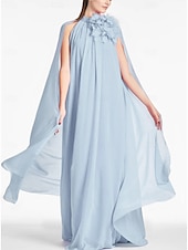 preiswerte Rosa-Strandhochzeit A-Linie Abendkleid Elegantes Kleid Formell Ball Bodenlang Ärmellos Juwel-Ausschnitt Chiffon mit Schulterblume 2025