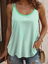 cheap Stripe&amp;Geometric Tank Top-Women&#039;s Tank Top Ombre Graphic Geometric Basic Sleeveless Crew Neck Square Neck U Neck Regular Tops Daily Going out Print Yellow Pink Blue Purple Green Summer Spring