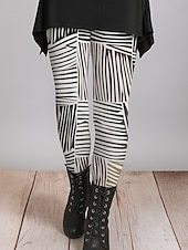 cheap Art&amp;Design Print-Women&#039;s Leggings Vacation Vintage Ethnic Style Full Length High Waist Graphic Abstract 3D Print Quick Dry Breathability Soft Stretchy Outdoor Home Causal Black White Yellow Blue Fall Regular Fit
