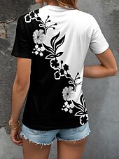 abordables T-shirt floral-Femmes T-shirt Fleuri Graphique Plantes ancien Mode Hawaïen Manche Courte Col en V Hauts Réguliers Quotidien Sortir Week-end Imprimé Blanche Été Printemps