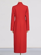 cheap Floor Length-Blazer Dress Mother of the Bride Dress Tuxedo Dress Elegant Shirt Collar Ankle Length Polyester Long Sleeve with Solid Color