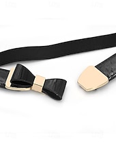 cheap Women&#039;s Belt-Women’s Bowknot Elastic Waist Belt – Faux Leather Dress Belt with Metal Buckle, Elegant Skinny Style for Office, Party or Formal Outfits