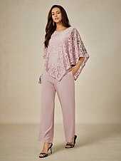 preiswerte Elegante Oberteile-Damen Bluse Elegante Oberteile Einfach Elegant Halbarm Rundhalsausschnitt Normale Oberteile Hochzeitsgast Täglich Spitze Patchwork Geschichtet Erröten Sie Rosa Sommer Frühling
