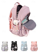 abordables Sacs à dos de Collège-Sac à dos de campus pour fille mignonne - design multi-poches, coutures à carreaux, léger et imperméable, grande capacité, adapté aux déplacements quotidiens noir rose bleu ciel