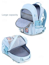abordables Sacs à dos de Collège-Sac à dos de campus pour fille mignonne - design multi-poches, coutures à carreaux, léger et imperméable, grande capacité, adapté aux déplacements quotidiens noir rose bleu ciel