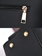 cheap Handbag &amp; Totes-Women&#039;s Embroidered Rose Tote Bag with Gold Top Handle and Shoulder Strap - Elegant Faux Leather Crossbody Bag for Commuter, Leisure and Weekend Outings
