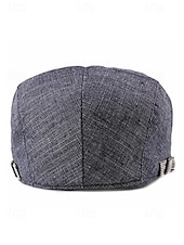 preiswerte Herrenhüte-Verstellbare Schiebermütze aus Leinen für Herren, leichte, atmungsaktive Zeitungsjungenmütze mit Streifendetail, Vintage-Ivy-Cap-Stil für Freizeitausflüge und den Alltag