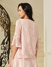  Dames Kanten overhemd Blouse Geklede topjes Chiffon-topjes Asymetrische zoom Effen Kleur Elegant Stijlvol Basic 3/4 mouw Bel Boothals Normale tops Dagelijks Werk Bruiloft gast Blozend Roze Zomer