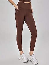 economico Leggings e collant da yoga-Per donna Pantaloni fitness Pantaloni da Pilates Pantaloni da yoga con tasche Leggero Vita Alta Palestra Pilates Zumba Pantaloni Rosa Caffè Autunno Gli sport Abbigliamento sportivo Micro-elastico