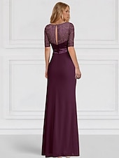 preiswerte Bodenlänge-A-Linie Brautmutterkleid Hochzeitsgast Elegant V Ausschnitt Bodenlang Chiffon Halbarm mit Rüschen Einfarbig 2025