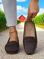 economico Slip-ons e mocassini da donna-Mocassini grigi da donna – Scarpe pieghevoli morbide con suola antiscivolo per viaggi su strada guida e commissioni quotidiane