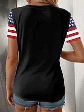 Χαμηλού Κόστους Ημέρα Ανεξαρτησίας Κορυφή-Ημέρα Ανεξαρτησίας Πατριωτικό Γυναικείο T-Shirt Γραφικό Σημαία Vintage Στυλάτο Κλασικό Κοντό Μανίκι V Λαιμός Κανονικά Μπλουζάκια Καθημερινά Σαββατοκύριακο Εκτύπωση Μαύρο Άσπρο Γκρι Καλοκαίρι Άνοιξη