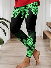 abordables -Femmes Leggings ancien Mode Style Ethnique Longueur complète Taille haute Graphique Formes Géométriques Impression Respirant Doux Élastique Occasionnel Quotidien Fête Blanche Bleu Vert Améthyste Ét