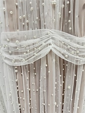 baratos BRANCO-Vestidos de quinceanera em A-line vestido elegante casamento convidada de casamento comprimento do chão mangas longas gola alta tule costas nuas com pregas