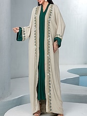 voordelige Vloerlengte-Jurksets Moeder van de Bruid Jurk Elegante V-hals Vloerlange Chiffon Lange Mouwen met Sequins Kant