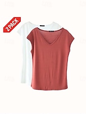 olcso Egyszerű ujjatlan felső-Női Camisole Tank Top Tömör szín Sima Napi Ujjatlan V-alakú Normál felsők Fehér és Kék Fehér és Piros Piros / fekete Zöld / Piros Fehér és Rózsaszín Tavasz, Ősz, Tél, Nyár