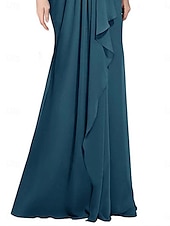 cheap Floor Length-A-Line Mother of the Bride Dress Elegant V Neck Floor Length Chiffon 3/4 Length Sleeve with Pleats 2025