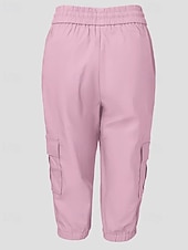 Dam Cargo-shorts Capribyxor Mode Streetwear Vadlängd Naturlig Solid färg Ficka Elastisk midja Bekväm Microelastisk Sport & Utomhus Dagliga kläder Vin Svart Rodnande Rosa Armégrön Sommar Vår Normal billiga lastbyxor för kvinnor-Dam Cargo-shorts Capribyxor Mode Streetwear Vadlängd Naturlig Solid färg Ficka Elastisk midja Bekväm Microelastisk Sport & Utomhus Dagliga kläder Vin Svart Rodnande Rosa Armégrön Sommar Vår Normal