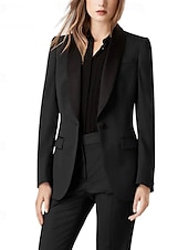 preiswerte Hosenanzüge für Mama-Grün Rot Zweiteiliger Hosenanzug Brautmutterkleid Elegant Revers Bodenlang Stretchstoff Lange Ärmel mit Einfarbig