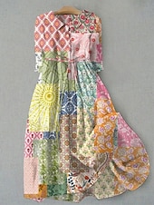 voordelige Bloemenjurk-Dames Halflange jurk Hemdjurk Vakantie Casual Boho Dagelijks Feestdagen Teaparty Normale pasvorm Bloemig Grafisch Halve mouw Revers Blozend Roze Paars Oranje Groen Zomer Lente