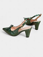 abordables Années 1950-Escarpins à bride arrière verts vintage des années 1950 pour femmes avec détail nœud – escarpins à bout pointu et talon moyen pour le bureau, les mariages et les soirées élégantes