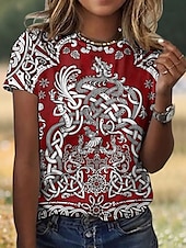 ieftine tricou boho-Pentru femei Tricou Grafic Imprimeu Paisley Plante Elegant Casual Manșon scurt Stil Nautic Rotund Topuri obișnuite Zilnic Imprimeu Negru Alb Kaki Vară
