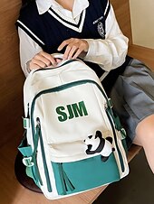 preiswerte College-Rucksäcke-Preppy-Rucksack für Damen in mehreren Farben mit SJM-Logo – leicht und robust mit verstellbaren Schultergurten, geeignet als Freizeittasche und Schultasche für den täglichen Gebrauch
