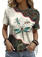 ieftine Tricou cu animale-Pentru femei Tricou Grafic Animal Epocă Stilat Clasic Manșon scurt Stil Nautic Topuri obișnuite Zilnic Sfârșit de săptămână Imprimeu Alb Albastru piscină Mov Trifoi Kaki Vară Primăvară