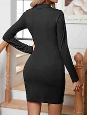 preiswerte Pulloverkleider-Damen Minikleid Strickkleid Freizeitkleid Etui-Kleid Mode Outdoor Party Ferien Normale Passform Einfach Langarm V Ausschnitt Schwarz Grün Khaki Sommer