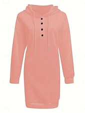 preiswerte Einfaches Kleid-Damen Minikleid Shiftkleid Lässig Täglich Lässiger Schnitt Grafik Langarm Mit Kapuze Schwarz Weiß Rosa Wein Frühling Herbst Winter