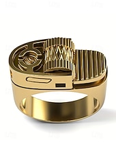 cheap Men&#039;s Jewelry-Men&#039;s Gold Alloy Lighter Ring - Bold mechanical design style, A stylish men&#039;s party nightclub gift accessory