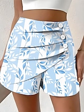 cheap Graphic Shorts-Women&#039;s Chinos Shorts Vacation Vintage Ethnic Style Short Medium Waist Pleated Vacation Street Daily Pinky Amethyst Robin&#039;s Egg Blue Green Summer Spring Regular Fit